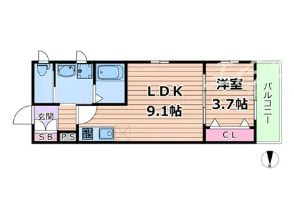 GLAN CASALIA吹田内本町(1LDK/1階)の間取り写真