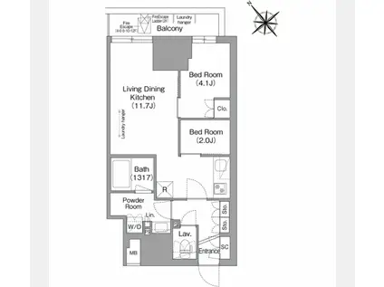 コンフォリア・リヴ東池袋(2LDK/3階)の間取り写真