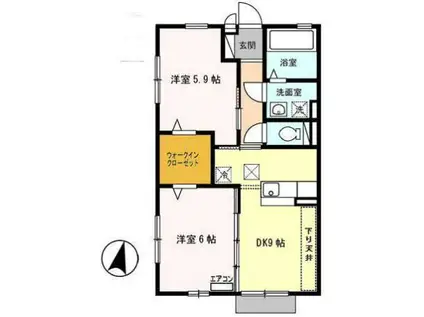 ファミール司III(2DK/1階)の間取り写真
