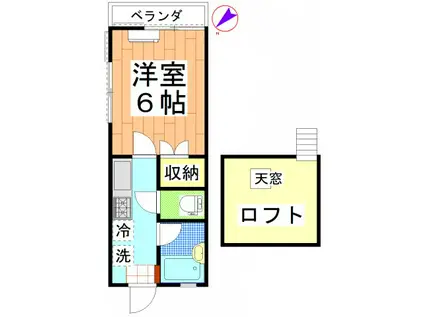 パークサイドK(1K/2階)の間取り写真