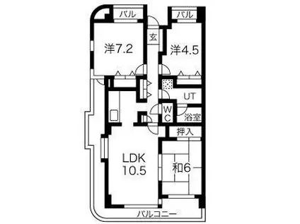 地下鉄名城線 八事日赤駅 徒歩5分 7階建 築38年(3LDK/6階)の間取り写真