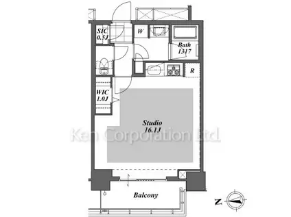 BRILLIA IST TOWER 勝どき(ワンルーム/26階)の間取り写真