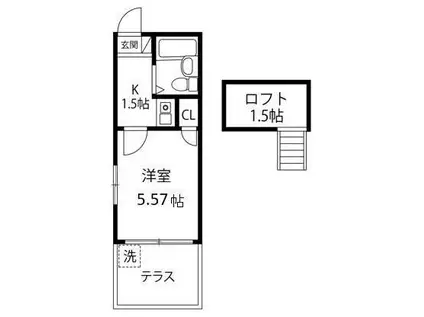 シャルマン生田I(1K/2階)の間取り写真