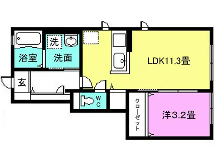 ピアッツァヒルズ(1LDK/1階)の間取り写真