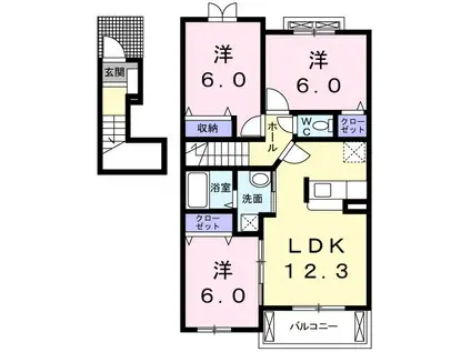 フェリス・ユー II(3LDK/2階)の間取り写真