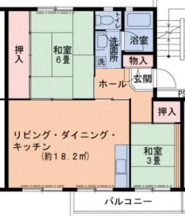 UR泉南一丘(2LDK/3階)の間取り写真