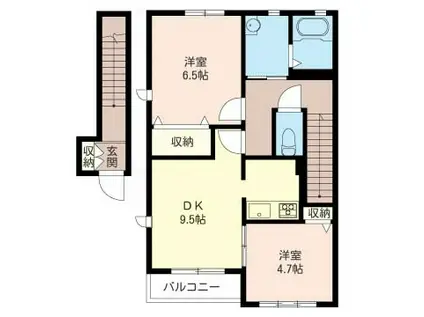 ヴィラ7(2DK/2階)の間取り写真