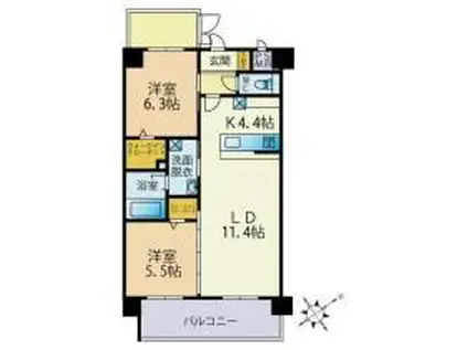 ブレス駅南II(2LDK/7階)の間取り写真