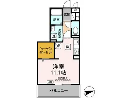メゾングランレーヴ A棟(ワンルーム/1階)の間取り写真