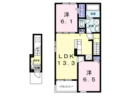 ベリッシマ II(2LDK/2階)の間取り写真