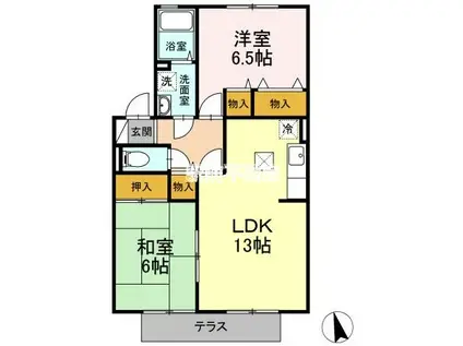 ラ・マーシャ(2LDK/1階)の間取り写真
