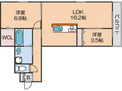 クラシスト墨江(2LDK/3階)の間取り写真