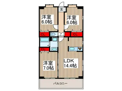 ガーデンコート浦和東(3LDK/4階)の間取り写真