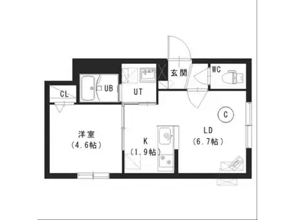 COR平岸(1LDK/3階)の間取り写真