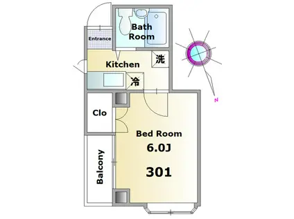 メゾンマイネ(1K/3階)の間取り写真