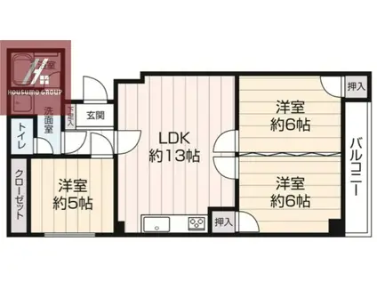 ロイヤル丸文II(3LDK/8階)の間取り写真