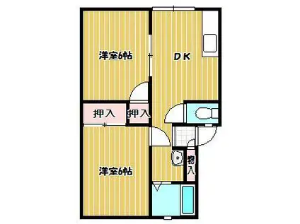 幸町・聖北ハイツA棟(2DK/1階)の間取り写真