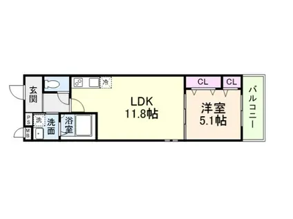 フジパレス鶴原(1LDK/1階)の間取り写真