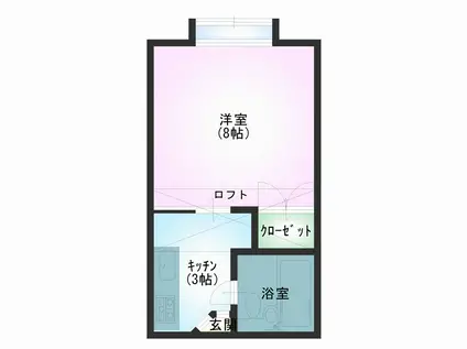 CITYコーポ湊高台(1K/2階)の間取り写真