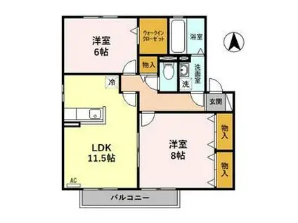 ナホトカ静里 C(2LDK/2階)の間取り写真