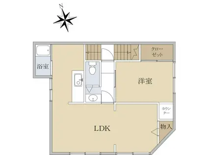 三葉ビル(1LDK/2階)の間取り写真