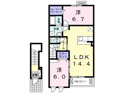オーブ・ココ III(2LDK/2階)の間取り写真