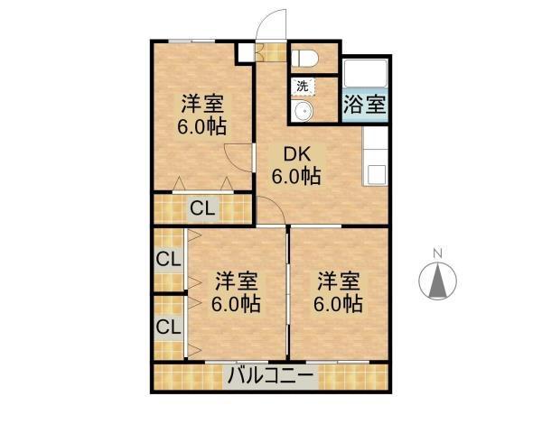 マンションM・K(3DK/4階)の間取り写真
