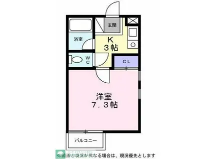 シティーハイツシンビジューム(1K/2階)の間取り写真