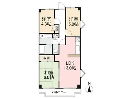 ライディングラン(3LDK/4階)の間取り写真