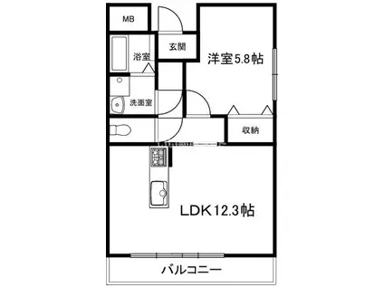 メゾンメリッサ(1LDK/1階)の間取り写真
