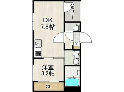 メゾンルミナ(1DK/3階)の間取り写真