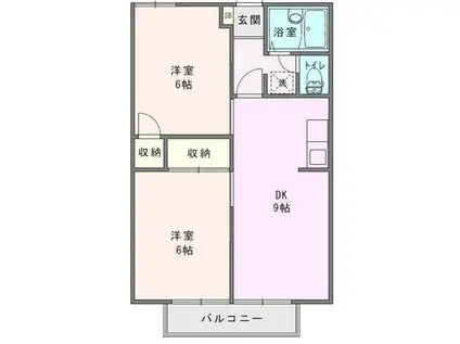 ハイツカテリーナI(2DK/2階)の間取り写真