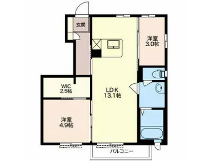 イグドラシル A(2LDK/1階)の間取り写真