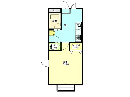 パレドール松涛(1DK/2階)の間取り写真