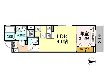 ブラウンベル(1LDK/1階)の間取り写真