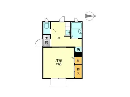 プリントス(1DK/2階)の間取り写真