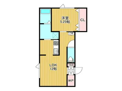 イルマーレW(1LDK/2階)の間取り写真