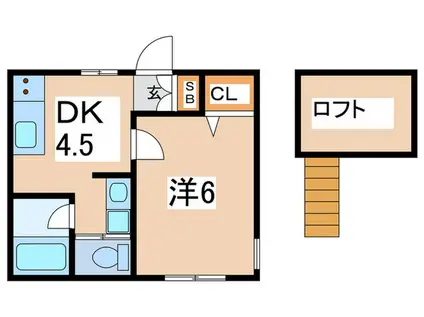 ハイムKセブン(1DK/2階)の間取り写真