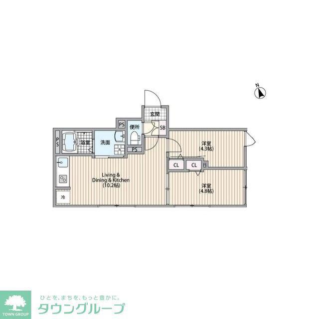 HJクラウンI(2LDK/B1階)の間取り写真