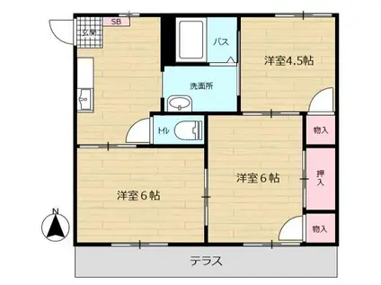 メゾンアラタB(3DK/1階)の間取り写真