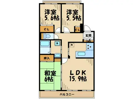 リフィーネめじろ台(3LDK/2階)の間取り写真