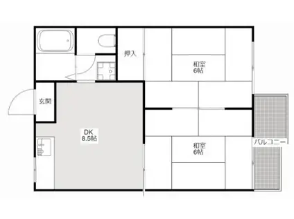 タウニー寿II(2DK/1階)の間取り写真