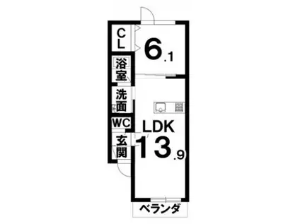 HAPPY LIFE YURA(1LDK/2階)の間取り写真