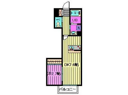 STELLA戸田公園(1DK/2階)の間取り写真