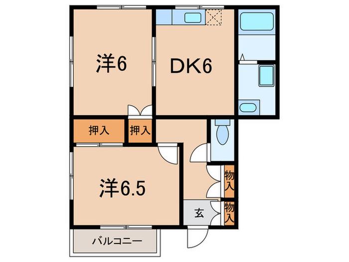 松浜ロッジ(2DK/2階)の間取り写真