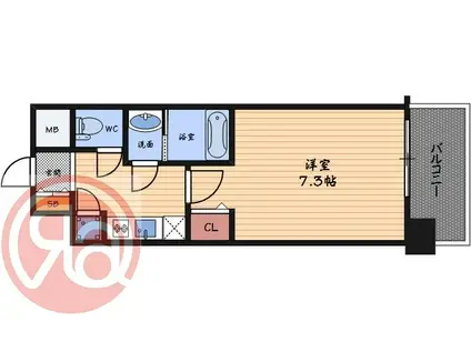 レジュールアッシュ福島キューズ(1K/3階)の間取り写真