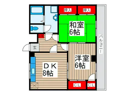 サンブリッジ(2DK/2階)の間取り写真