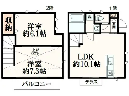SUN RISE(2LDK/1階)の間取り写真