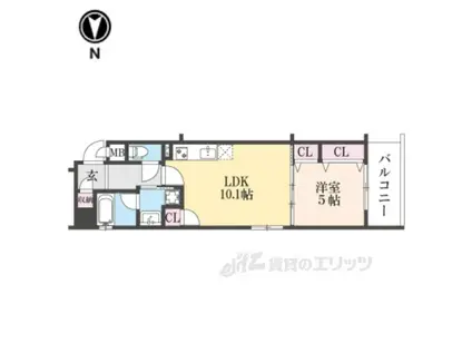 ベラジオ雅び京都烏丸西(1LDK/2階)の間取り写真