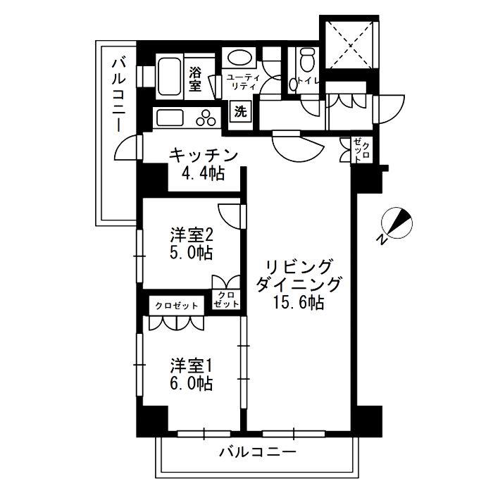 アーバンパーク代官山II(2LDK/4階)の間取り写真